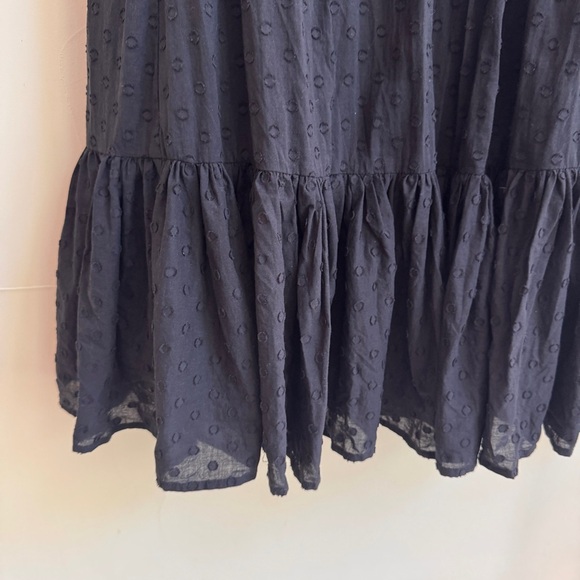 J Crew Black Swiss Dot Ruffle Trim Cotton Midi Skirt Womens Size 8 Elastic Waist - Picture 5 of 12